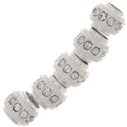 Perla rotonda strass 7x6 mm - Argento - Cristallo x1
