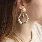 Perla rotonda strass 7x6 mm - Argento - Lilla x1