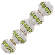 Perla rotonda strass 7x6 mm - Argento - Verde chiaro x1