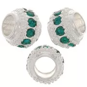 Perla rotonda con strass 7x6 mm - Argentato - Veraman x1