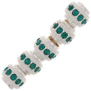 Perla rotonda con strass 7x6 mm - Argentato - Veraman x1