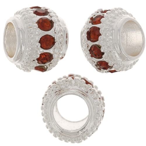 Perla rotonda con strass 7x6 mm - Argentato - Topazio x1