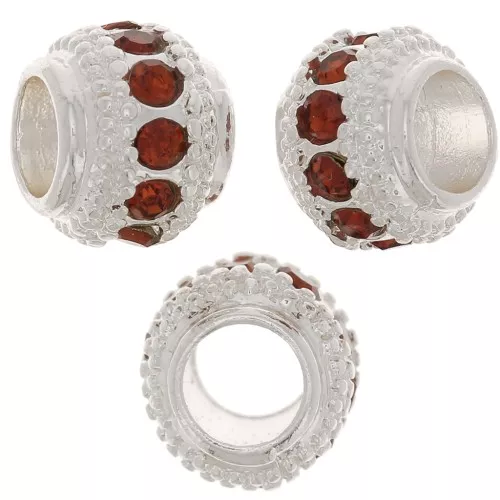 Perla rotonda con strass 7x6 mm - Argentato - Topazio x1