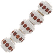 Perla rotonda con strass 7x6 mm - Argentato - Topazio x1