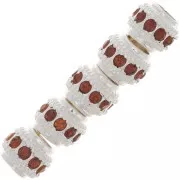 Perla rotonda con strass 7x6 mm - Argentato - Topazio x1