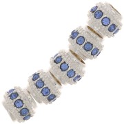Perla rotonda con strass 7x6 mm - Argentato - Blu x1