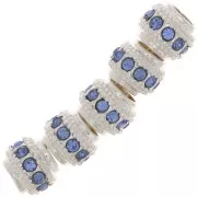 Perla rotonda con strass 7x6 mm - Argentato - Blu x1