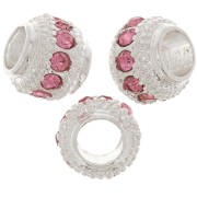 Perla rotonda con strass 7x6 mm - Argentato - Rosa chiaro x1|raw }}
