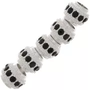 Perla rotonda con strass 7x6 mm - Argentato - Nero x1