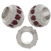 Perla rotonda con strass 7x6 mm -Argentato - Siam x1|raw }}
