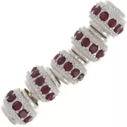Perla rotonda con strass 7x6 mm -Argentato - Siam x1