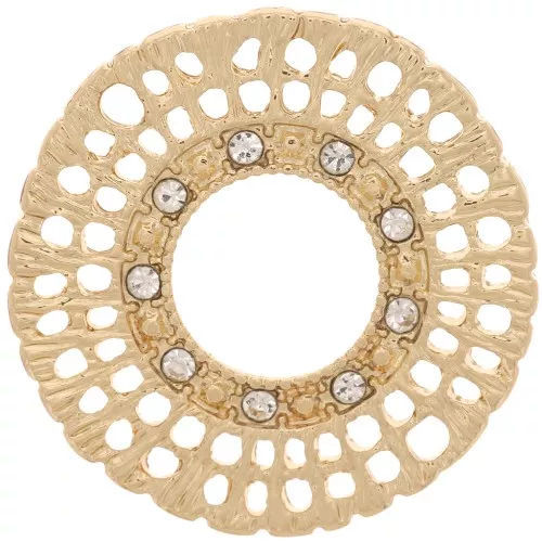 Distanziatore rotondo striato da 24 mm con strass - dorato - Cristallo x1