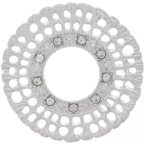Distanziatore rotondo striato da 24 mm con strass - Argento - Trasparente x1
