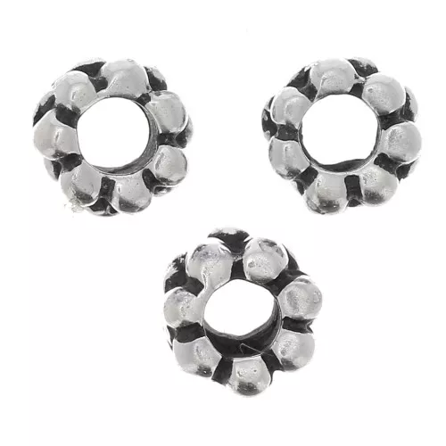 Perle tonde forma di fiore 4 mm - Argento antico x10
