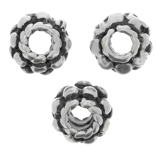 Perle tonde appiattite fiore da 5 mm - Argento antico x10