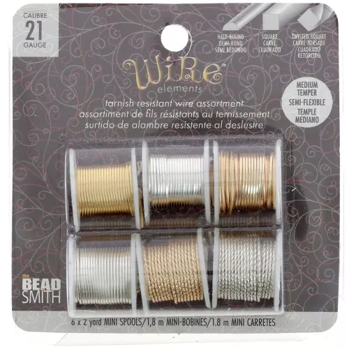 Assortimento di 6 fili di rame semi duri antitarlo - Oro e argento x1,8m