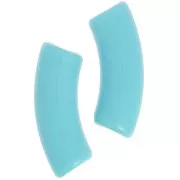 Perle tubolari curve 35x11 mm in acrilico opaco - Blu ghiacciaio x6