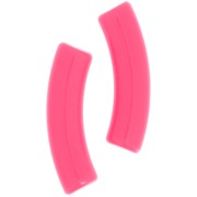 Perline tubolari curve 32x8 mm in acrilico opaco - Rosa fluo x6