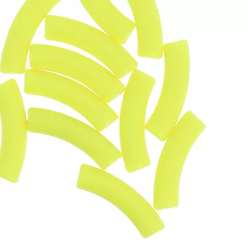Perline tubolari curve 32x8 mm in acrilico opaco - Giallo fluorescente x6