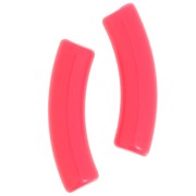 Perline tubolari curve 32x8 mm in acrilico opaco - Rosa corallo fluorescente x6