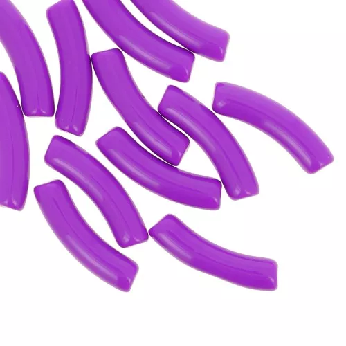 Perline tubolari curve 32x8 mm in acrilico opaco - Viola x6