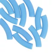Perline tubolari curve 32x8 mm in acrilico opaco - Azzurro x6