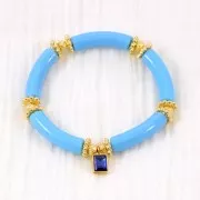 Perline tubolari curve 32x8 mm in acrilico opaco - Azzurro x6