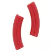 Perline tubolari curve 32x8 mm in acrilico opaco - Rosso x6