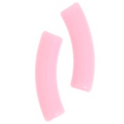 Perline tubolari curve 32x8 mm in acrilico opaco - Rosa chiaro x6