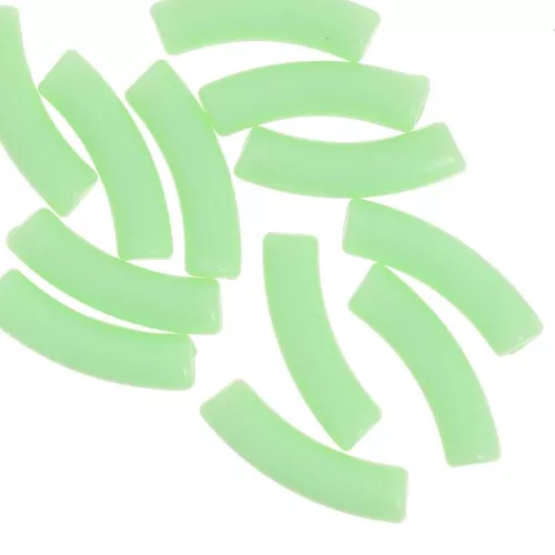Perline tubolari curve 32x8 mm in acrilico opaco - Verde chiaro x6