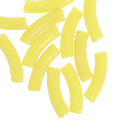 Perline tubolari curve in acrilica opaca 32x8 mm - Giallo x6