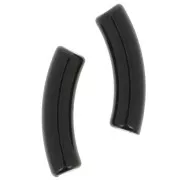 Perline tubolari curve 32x8 mm in acrilico opaco - Nero x6
