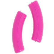 Perline tubolari curve 32x8 mm in acrilico opaco - Fucsia x6