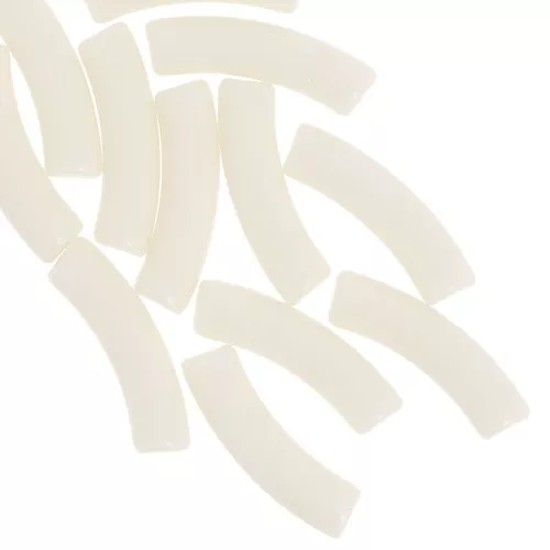 Perline tubolari curve 32x8 mm in acrilico opaco - Avorio x6