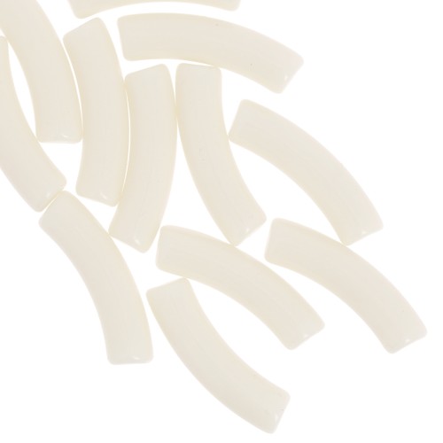 Perline tubolari curve in acrilica opaca 32x8 mm - Avorio x6