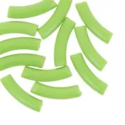 Perline tubolari curve 32x8 mm in acrilico opaco - Verde lime x6