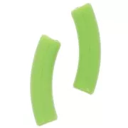 Perline tubolari curve 32x8 mm in acrilico opaco - Verde lime x6