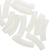 Perline tubolari curve 32x8 mm in acrilico trasparente - White Marble x6