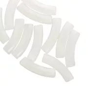Perline tubolari curve 32x8 mm in acrilico trasparente - White Marble x6