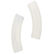 Perline tubolari curve 32x8 mm in acrilico trasparente - White Marble x6