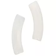 Perline tubolari curve 32x8 mm in acrilico trasparente - White Marble x6