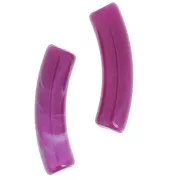 Perline tubolari curve 32x8 mm in acrilico trasparente - Prugna marmorizzata x6