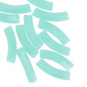 Perline tubolari curve in acrilica trasparente 32x8 mm - Verde acqua marmorizzato x6