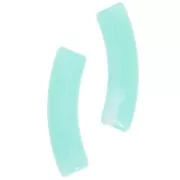 Perline tubolari curve 32x8 mm in acrilico trasparente - verde acqua marmorizzato x6