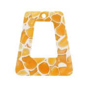 Pendente trapezio scavato in acetato 29x26 mm - Tartaruga - Giallo - Bianco x1|raw }}