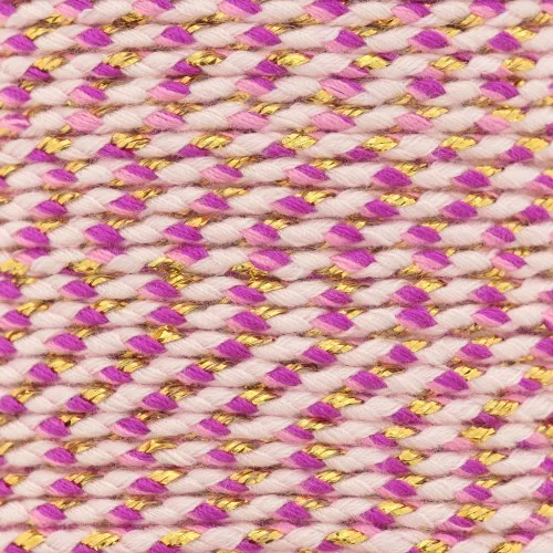 Cordoncino di cotone intrecciato e filo metallico 1,5 mm Rosa chiaro - Prugna - Rosa - Oro x1m