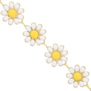 Catena a margherita in resina epossidica 10mm Acciaio inox Or -Bianco-Giallox20cm
