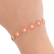 Catena a margherita in resina epossidica 10 mm Acciaio inox Oro Fucsia-Giallox20cm