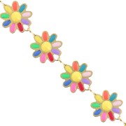 Catena margherita in resina epossidica 10mm-Acciaio inossidabile dorato-Multicolore