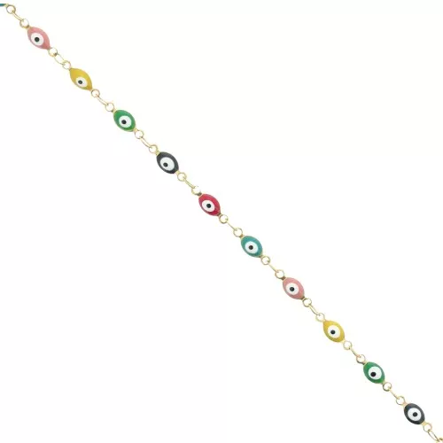 Catena con occhiello in resina 4mm Acciaio inossidabile dorato Multicolore x1m